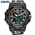 Miniatyrbild 2 av 5: Smael klockor för män 50 m vattentät klocka Alarm Reloj Hombre 1545d Dual Display Armbandsur Quartz Military Watch Sport Ny Herr ARMYGREEN