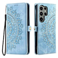 Pikkukuva 1 / 5: Tyyli 016 Samsung Galaxy S24 Ultra -kotelolle, ihon tuntuinen toteemikuvioitu lompakko nahkainen puhelinkotelo Multicolor Lake Blue