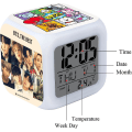 Miniatyrbild 3 av 5: Färgglad LED digital väckarklocka, för Bts färg nattljusklocka för att väcka sömn, Lätt att ställa in 3-sidig mönstrad kub med termometer, varor