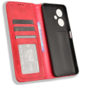 Miniatyrbild 5 av 5: För Oppo A79 5g / A2 5g Case Retro Pu Läder Magnetisk automatiskt stängande cover Red