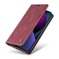 Miniatyrbild 5 av 5: Skin-touch case för Iphone 15 Plus Pu läder plånboksställ Cover Wine Red