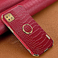 Miniatyrbild 2 av 5: För Samsung Galaxy A22 5g (eu-version) Crocodile Texture Pu-läderbelagd TPU- case Galvaniseringsring Kickstand Cover Red