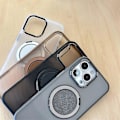 Pikkukuva 4 / 5: iPhone 16 Pro Max Magneettinen Suojakotelo Pyörivällä Jalustalla Aaltoileva TPU+PC Puhelinkuori Multicolor Matte White