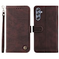 Miniatyrbild 1 av 5: För Samsung Galaxy F34 5g/m34 5g Imprinted Lines Stand Cover Anti-drop Pu Läder Phone case Brown