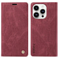 Miniatyrbild 1 av 5: Case för Iphone 15 Pro, Pu Läder Skin-touch plånboksställ Cover Wine Red