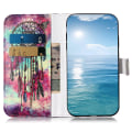 Miniatyrbillede 2 af 5: Til Iphone 15 Pro Wallet Stand PU Læder Telefon Cover Mønster Print Anti-drop Cover Green Wind Chime
