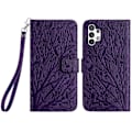 Miniatyrbillede 1 af 5: Til Samsung Galaxy A32 4G (EU Version) Etui Træ Fugl Prægning Læder Wallet Stand Cover Multicolor Style D