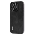 Miniatyrbild 1 av 5: Phone case För Iphone 15 Pro, Stötsäkert Kohud Texture Pu Läderbelagd PC + TPU cover Black