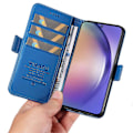 Miniatyrbillede 5 af 5: YIKATU YK-003 Læder Wallet Case med Magnetisk Lukning til Samsung Galaxy A55 5G Multicolor Sky Blue