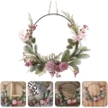 Miniatyrbild 5 av 5: Konstgjorda blommor metallring eukalyptus krans blommig dörr krans vägg krans påsk krans blomsterkrans påsk dekoration rosa