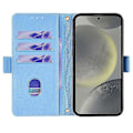 Miniatyrbillede 3 af 5: Læder Wallet Case med RFID-blokering og stativfunktion samt håndrem til Samsung Galaxy S25 Multicolor Style B