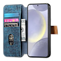 Pikkukuva 2 / 5: Samsung Galaxy A06s -kotelon lompakko retro nahkainen puhelinkotelo rannekkeella ja jalustalla Multicolor Blue