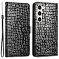 Pikkukuva 1 / 5: Samsung Galaxy S23+ -puhelimelle krokotiilinnahkajäljitelmä PU-nahkainen jalustakotelo lompakolla ja rannehihnalla Multicolor Style A