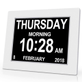 Miniatyrbild 1 av 5: Digital Demens Klocka Kalender Klocka Dag Datum Klocka Stor display Stor Klar Oförkortad tid och datum WhiteUS
