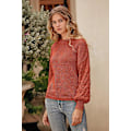Miniatyrbillede 3 af 5: Dame 2023 Vinter Pullover Sweater Afslappet Langærmet Rund Hals Løs Tyk Strikket Jumper Toppe Bluse Orange Medium