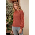 Miniatyrbillede 3 af 5: Dame 2023 Vinter Pullover Sweater Afslappet Langærmet Rund Hals Løs Tyk Strikket Jumper Toppe Bluse Orange X-Large