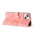 Miniatyrbillede 4 af 5: PU-læder telefonpung med blomsterprægning og flip-stativ til iPhone 14 Plus Multicolor Style C