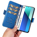 Miniatyrbillede 5 af 5: YIKATU YK-003 Læder Wallet Case med Magnetisk Side Lukning til Xiaomi Redmi Note 13 4G Multicolor Sky Blue