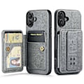 Pikkukuva 1 / 5: FIERRE SHANN 024 -tyylinen iPhone 16 -kotelo korttipidikkeellä ja jalustalla, vahapintainen nahka + TPU-puhelinkuori Multicolor Style B