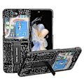 Pikkukuva 1 / 4: Samsung Galaxy Z Flip5 5G Mahjong -kuvioinen jalustakotelo aitoa lehmännahkaa + PC-puhelinkotelo Multicolor Style D