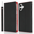 Miniatyrbillede 1 af 5: For iPhone 16 Plus Wallet Case Ægte Ko Læder Telefon Cover Litchi Tekstur Multicolor Style A
