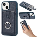 Miniatyrbillede 1 af 5: Kortlommer Læder Bagcover med Ringstøtteben til iPhone 15 Plus/14 Plus Multicolor Style F