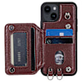 Miniatyrbillede 2 af 5: Style 008 Til iPhone 15 Plus RFID Blokerende Stødsikkert Cover PU+TPU Telefon Shell med Stropper Multicolor Style C