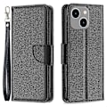 Miniatyrbillede 1 af 5: Til iPhone 15 Plus Støvtæt PU Læder Mobiltelefon Cover Wallet Flip Stand Case med Rem Multicolor Style F