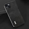 Miniatyrbild 2 av 3: För Iphone 15 Plus case Pu-läderbelagd Tpu+pc Cowhide Texture Cover Black