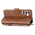 Miniatyrbillede 4 af 5: Til Samsung Galaxy S23 FE Etui Lynlås Pung PU Læder Støtteben Mobiltelefon Cover med 2 Stropper Multicolor Style E