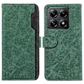 Miniatyrbild 1 av 5: Fodral för Xiaomi 14T Pro Färgskarvning Läder Flip Telefonfodral RFID-blockering Multicolor Style E
