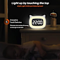 Miniatyrbild 2 av 5: Söt katt öronväckare Ith nattljus, dimbar digital klocka för barn inredning i sovrummet, laddningsbar väckarklocka för pojkar och flickor White