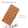 Miniatyrbillede 5 af 5: Læder Wallet Case til iPhone 15 Pro, Præget Blomster Folio Flip Stand Telefon Cover Brown