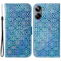 Miniatyrbillede 1 af 5: PU læder folio etui med blændende blomstermønster og stativ til Realme 10 Pro 5G Multicolor Style E