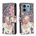 Miniatyrbillede 1 af 5: BF03 Lynlåspung i PU-læder med mønstertryk til Xiaomi Redmi Note 13 Pro 5G/Poco X6 5G Multicolor Flowers and Elephant