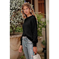 Miniatyrbillede 5 af 5: Dame 2023 Vinter Pullover Sweater Afslappet Langærmet Rund Hals Løs Tyk Strikket Jumper Toppe Bluse Black X-Large