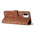 Miniatyrbild 3 av 5: För Xiaomi Redmi A1 4g / A2 4g Skin-touch läder phone case linjer med tryckt stativ Cover Brown
