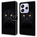 Pikkukuva 1 / 5: Xiaomi Redmi Note 14 5G Kotelo Magneettilukolla 3D Kuvio Nahkainen Lompakko Puhelinkotelo Multicolor Black Cat