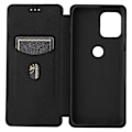 Miniatyrbillede 5 af 5: Auto-absorberende Stand Carbon Fiber Tekstur Læder Shell Cover til Motorola Edge S/Moto G100