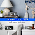 Miniatyrbild 5 av 5: Digital väckarklocka Stor spegel LED-klocka Snooze-funktion Dimningsläge bredvid klocka för inredning i sovrummet -vit