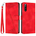 Miniatyrbillede 1 af 5: PU Læder Etui til Sony Xperia 10 V, Stand Wallet Trekant Præget Mobiltelefon Cover Multicolor Style B