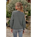 Miniatyrbillede 2 af 4: Dame 2023 Vinter Pullover Sweater Afslappet Langærmet Rund Hals Løs Tyk Strikket Jumper Toppe Bluse Grey Large