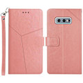 Miniatyrbillede 1 af 5: Imprægnering Y-formet Linje Anti-drop Beskyttelse Tegnebog Stativ Læder Telefon Cover til Samsung Multicolor Style E