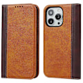 Miniatyrbild 1 av 5: För iPhone 15 Pro Tvåfärgad Splitsad PU Läder Telefonfodral Stöd Stativ Plånboksfodral Multicolor Style C