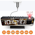 Miniatyrbild 2 av 5: Väckarklocka Projektor Tak Radio Väckarklocka Med Led Spegel Skärm USB Laddningsport Snooze Funktion Dubbel Alarm Digital Klocka För Sovrum, Kök