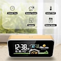 Miniatyrbild 3 av 5: Fanju Trä Väderstation Väckarklocka Inomhus Utomhus Digital Termometer Hygrometer Trådlös LCD-skärm Väderprognos