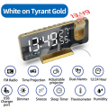 Miniatyrbillede 2 af 5: LED Digital Projektions Vækkeur Elektronisk Vækkeur Med Projektion FM Radio Tids Projektor Soveværelse Seng Mute Ur White on Gold A