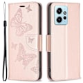 Miniatyrbillede 1 af 5: Wallet Stand Case til Xiaomi Redmi Note 12 4G Sommerfugl Præget Læder Telefon Cover med Rem Multicolor Style B