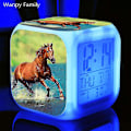 Miniatyrbild 1 av 5: Running Horse Väckarklocka 7 Färg Glödande Led Digital Väckarklocka Barnleksaker Multifunktion Lysande Färgbyte Klockor Reloj Sky blue