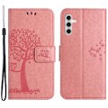 Miniatyrbillede 1 af 5: Til Samsung Galaxy A15 5G Etui Ugle Træ Præget Læder Flip Telefon Cover med Pung Multicolor Style C